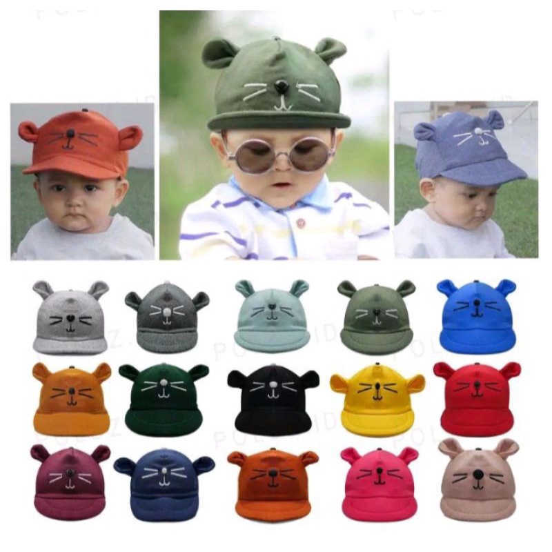 Topi anak karakter kucing topi anak bayi motif kucing topi kucing topi katun fleece wool topi pet topi telinga topi lucu cod