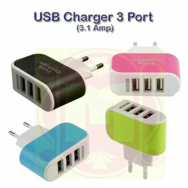 Batok Charger 3 Usb Adaptor Travel Charger 3 Usb Universal