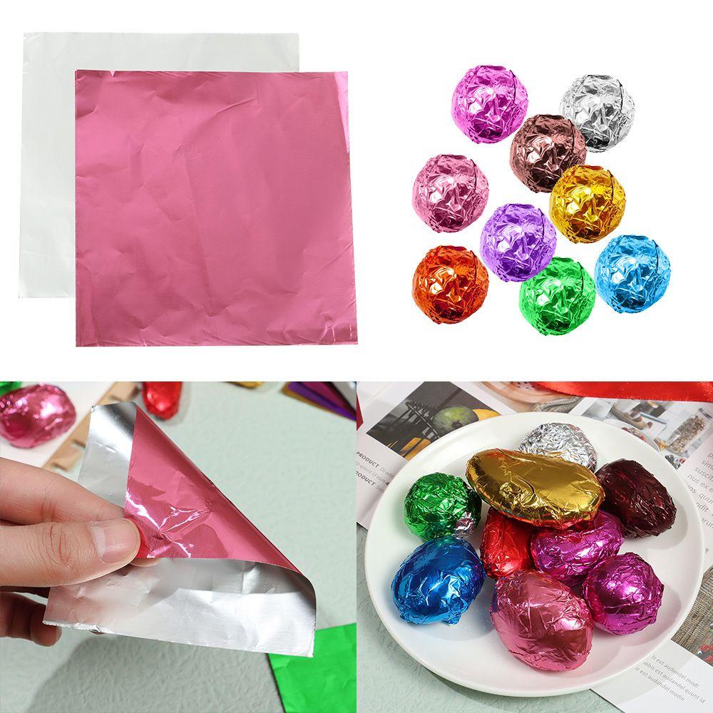 WONDER 100pcs Aluminium Foil Logam Embos Permen Baking Perlengkapan Pesta Pernikahan Timah Dekorasi Makanan Permen Cokelat