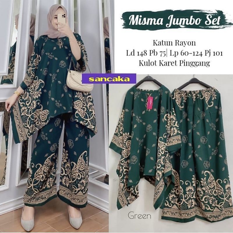 SETELAN JUMBO WAKA PREMIUM ONE SET RAYON TERBARU PIYAMA MURAH SET WANITA MOTIF BATIK