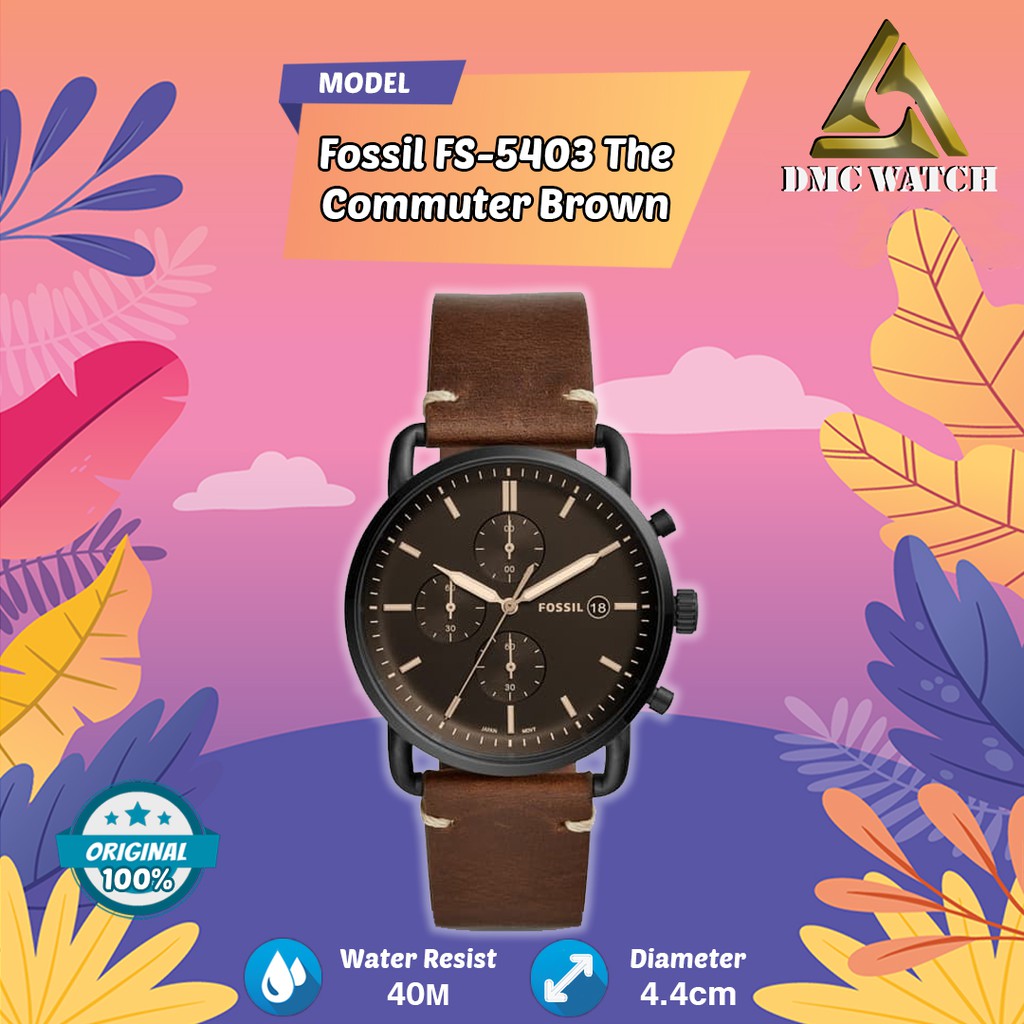 Jam Tangan Fossil FS-5403 The Commuter Brown Black Original Warranty