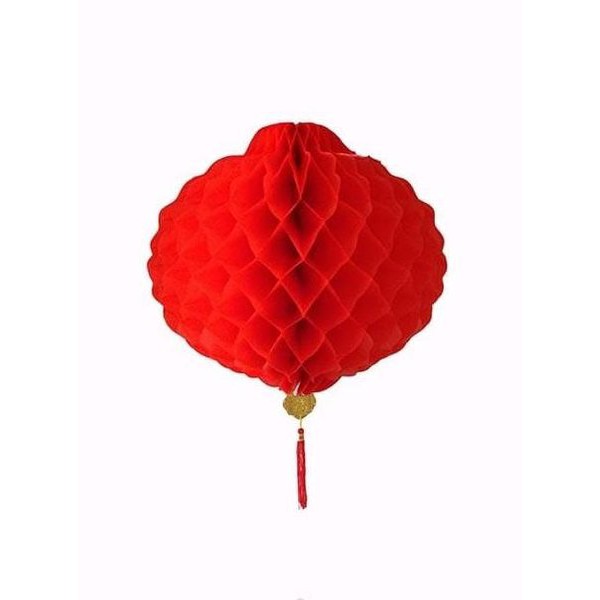 SEPASANG 2PC Lampion Plastik BULAT HONEYCOMB Merah Dekorasi Imlek 12 / 16 / 24 / 28 cm LANTERN MERAH