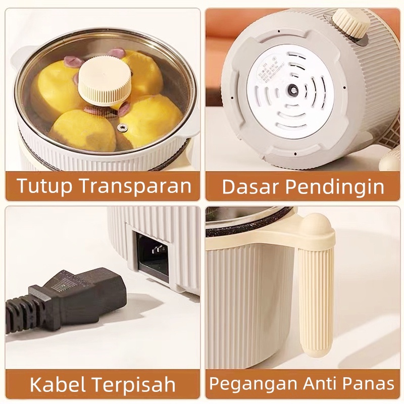 【Garansi 1 Tahun】Advance Panci Listrik Multifungsi 200Watt (Bisa Masak Nasi) 1.8L Panci Kukusan Steamer Jumbo Panci Eletrik