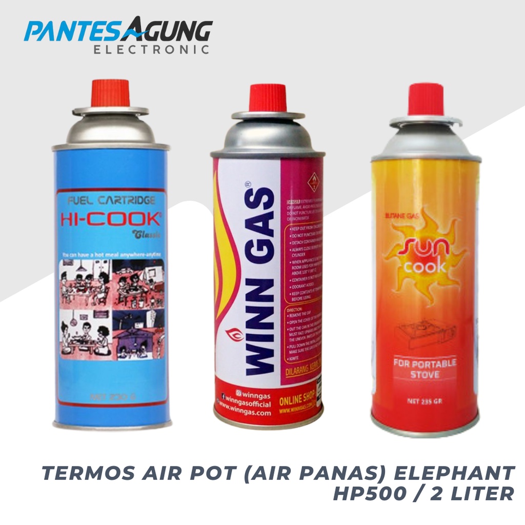 TABUNG GAS PORTABLE / GAS KALENG HI-COOK 230 GRAM / Win gas 240 gr / Sun Cook 240gr (ASLI, BUKAN ISI ULANG)