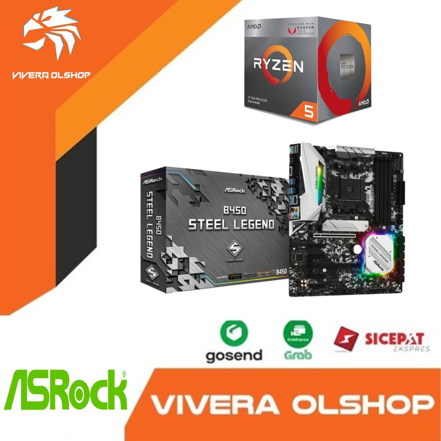 PAKET Processor AMD Ryzen 5 3400G + Asrock B450 Steel Legend