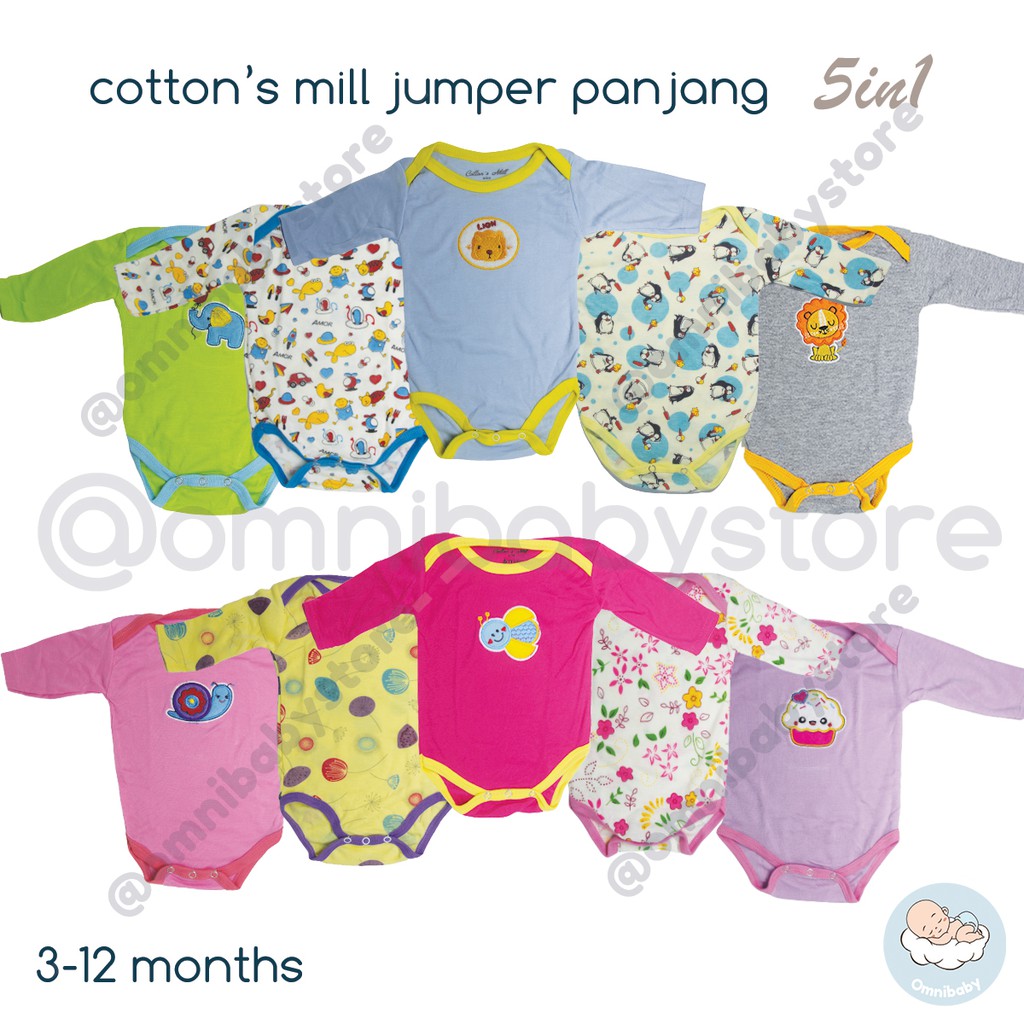 cotton's mill jumper lengan panjang bayi laki-laki/bayi perempuan 5in1 (SNI)