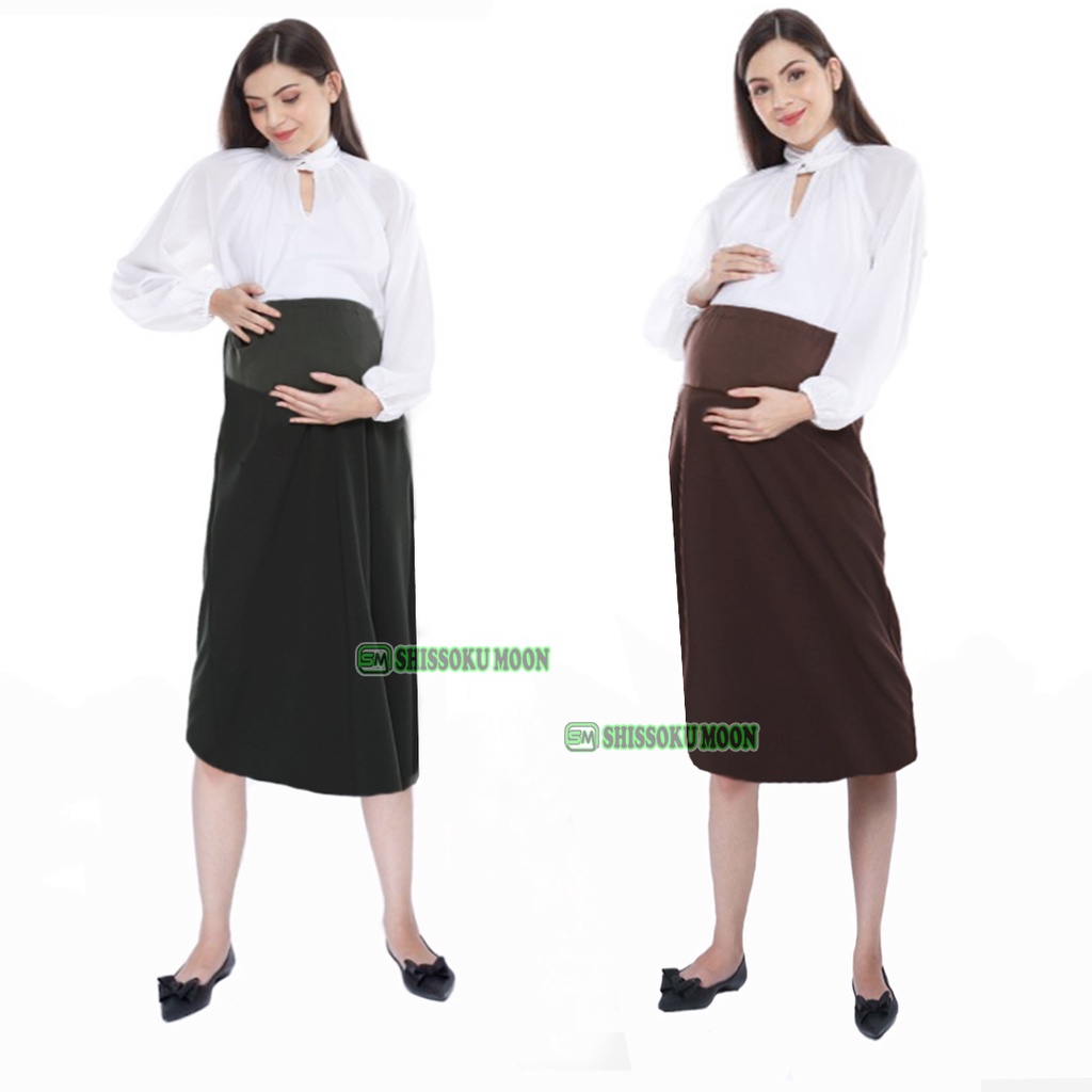 Rok Hamil Kerja Kantor - Midi Skirt Maternity Premium Bahan Gracela Tebal