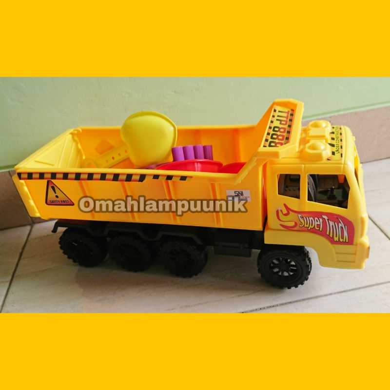 AJ TTP888 MAINAN MOBIL TRUK PASIR/ DUMP TRUCK BESAR RODA 8 LENGKAP DENGAN ALAT MAIN PASIR
