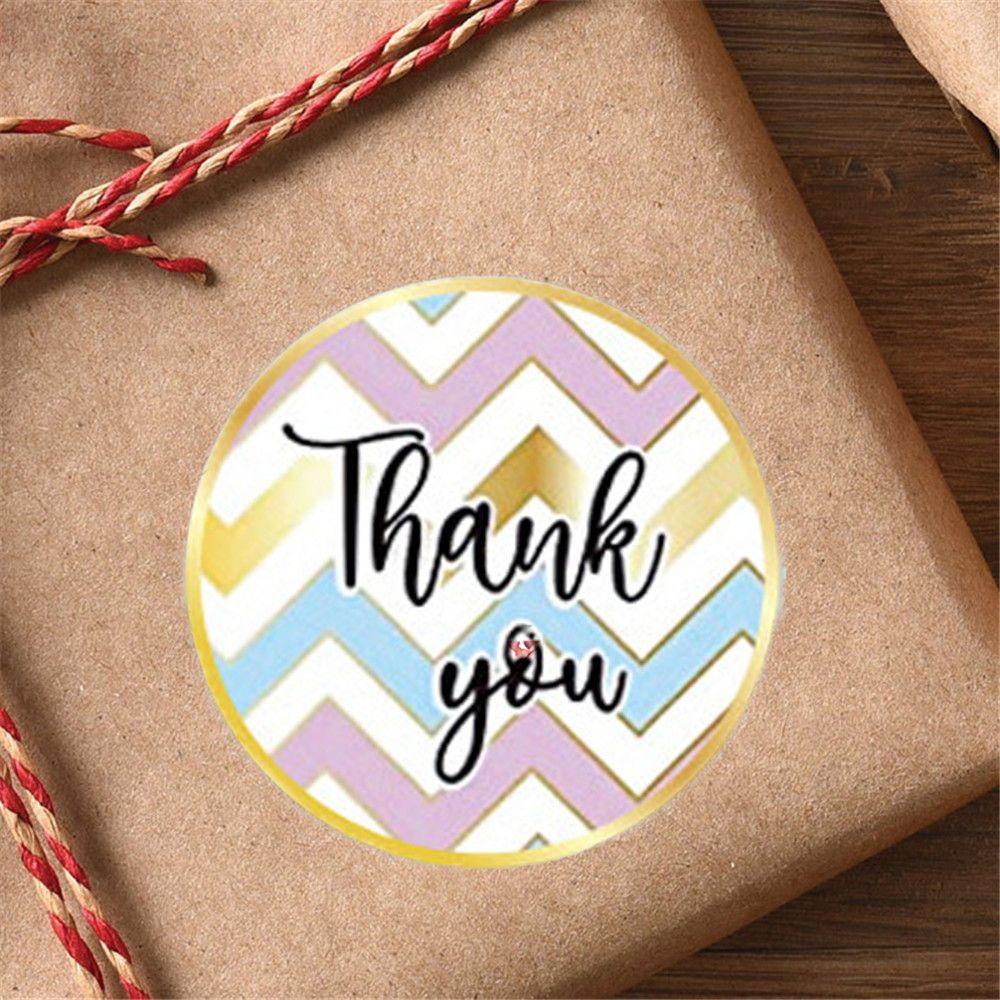 Populer 500pcs Thank You Label Stiker Vintage Dekorasi Paskah Kraft Perlengkapan Kertas Sticker