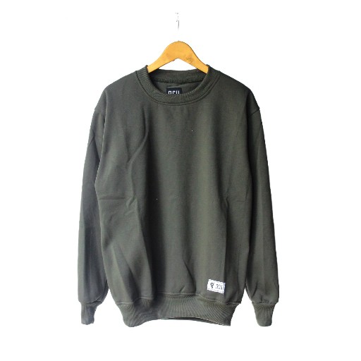 Sweater Crowneck Polos Hijau Army Pria Dan Wanita