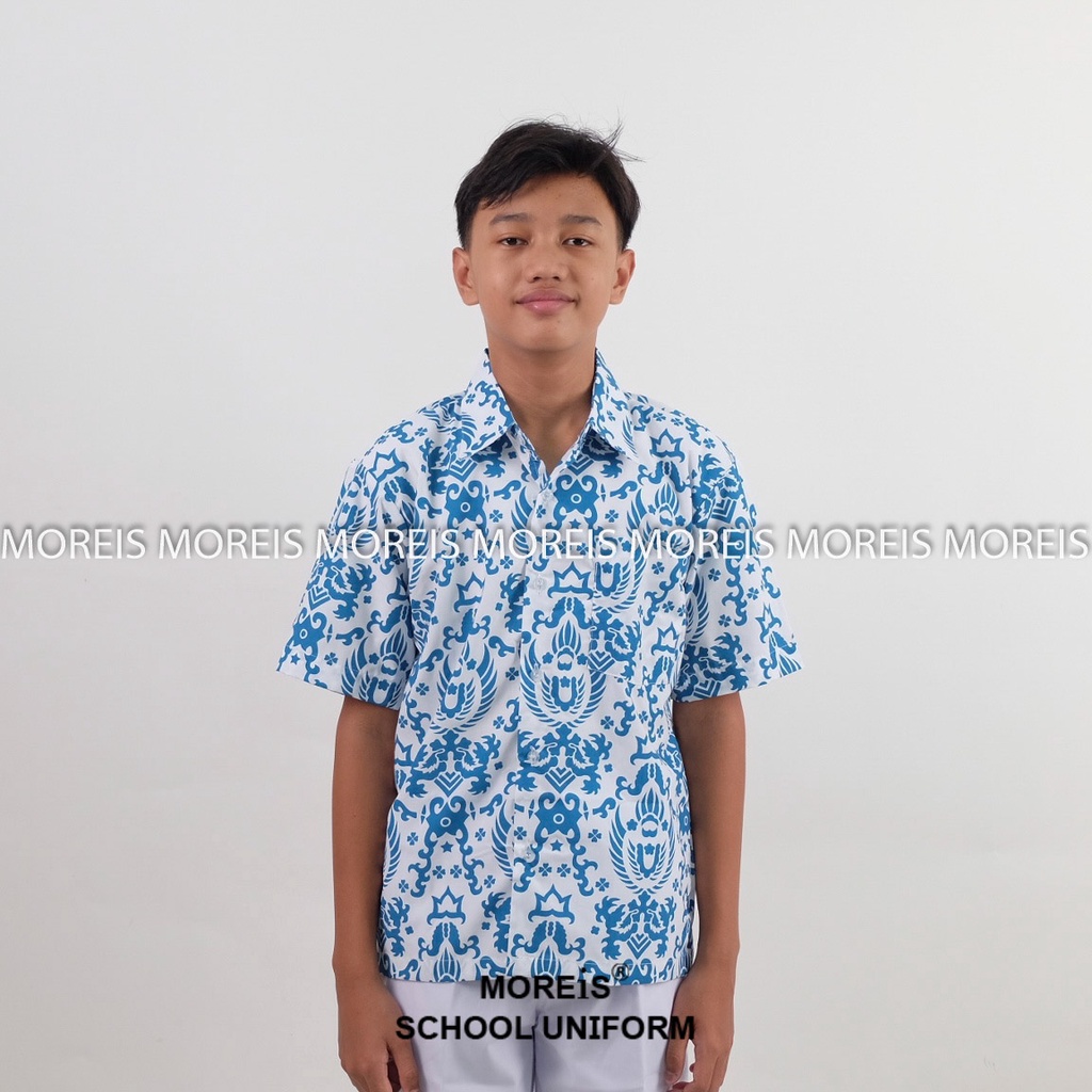 Seragam Batik Garuda Pendek Biru SD/MI/TK/PAUD