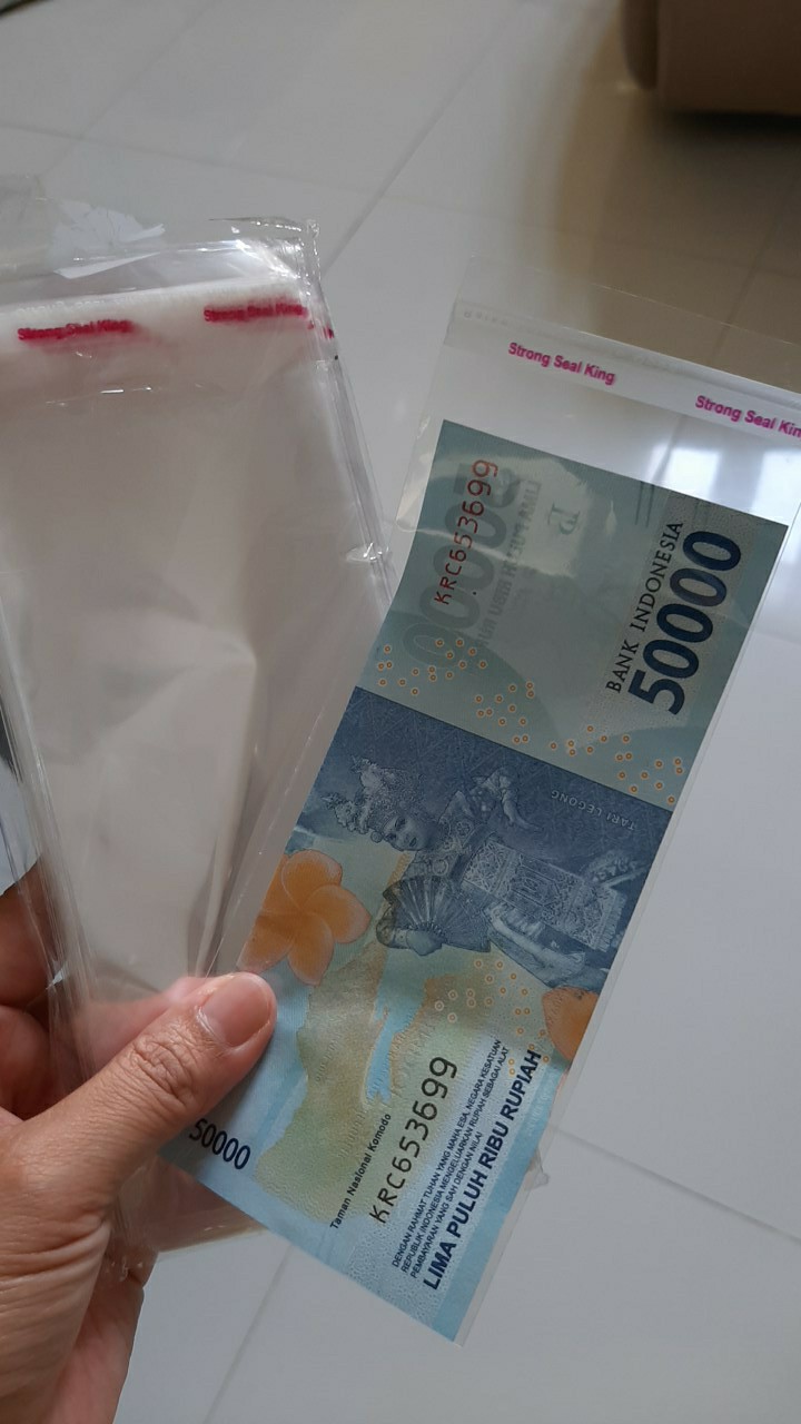 Plastik Uang 7 X 15 Cm / Edisi Tanpa Lem / 40 Micron