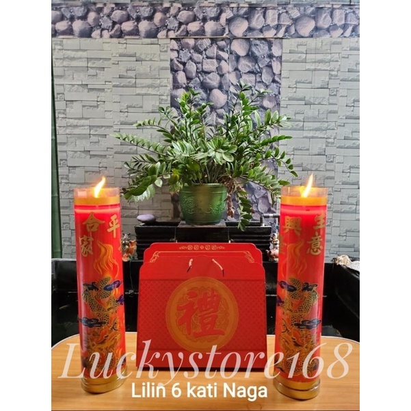 Lilin puja merah Naga ukuran 6kati