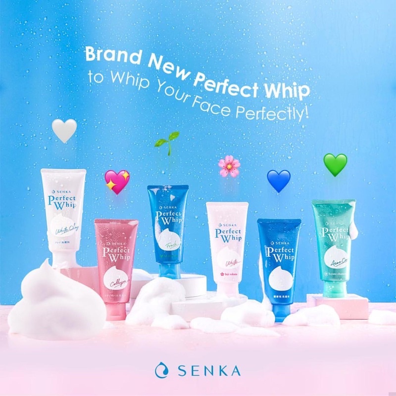 SENKA Facial Foam PERFECT WHIP All series 50gr 120gr BPOM Clay White | Anti Acne | Vibrant Collagen