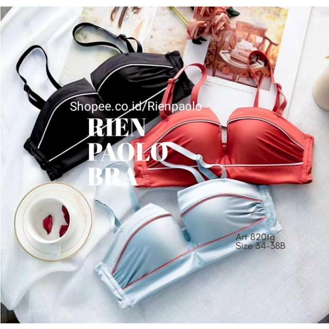 Premium Bra BH + Celana Dalam CD G String Set Sexy Hot Lingerie Tanpa Kawat Transparan Saten Rien Pa