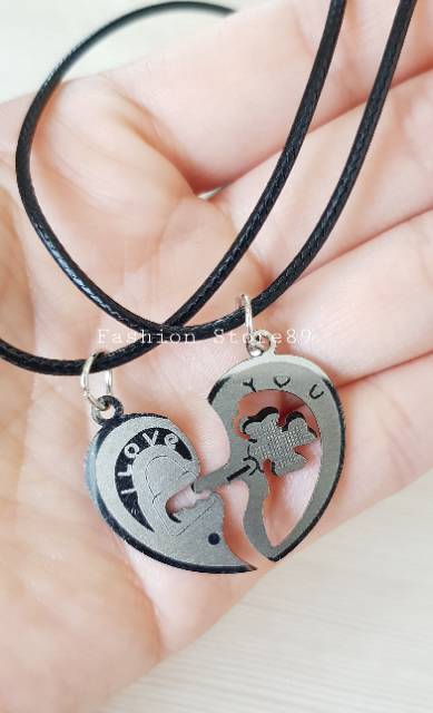 Kalung pasangan / kalung couple stainless steel ANTIKARAT import kalung couple love stainless steel