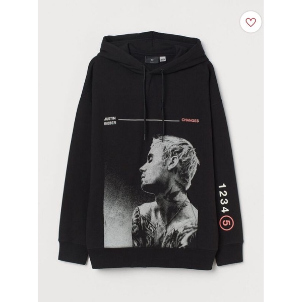 HOODIE H&M JUSTIN BIEBER BLACK CHANGES