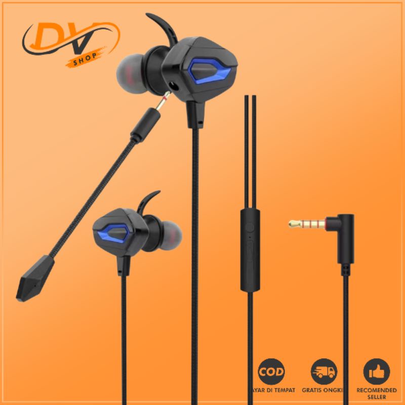 Headset Gaming/Earphone Gaming Dual Microphone