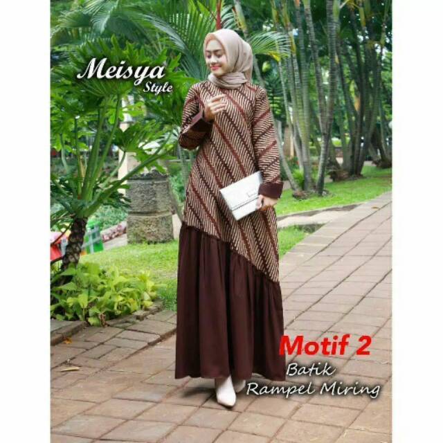 Batik Gamis Meisya Stile Gamis Rempel Miring