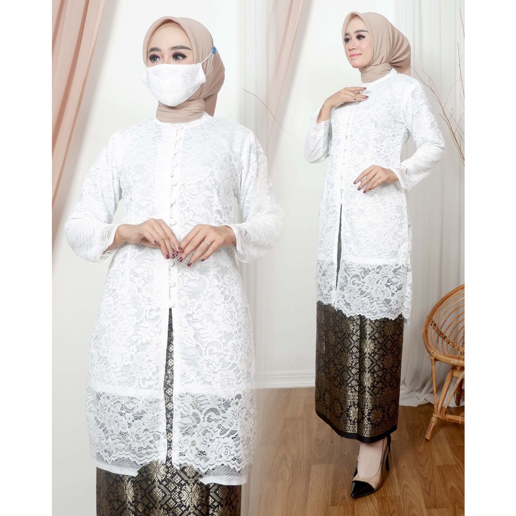 SET tUNIK BROKAT KANCING SERIBU PLUS ROK SONGKET/ SER KEBAYA BROKAT SONGKET KEKINIAN/  SETELAN KEBAY