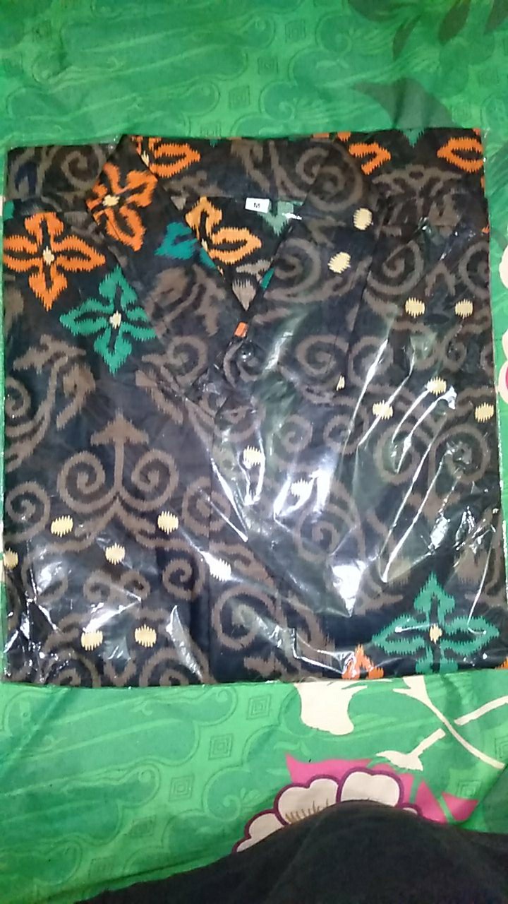 Batik Kalongan Hrb026 Kenongo Kemeja Hem Pendek Padi Pekalongan 64