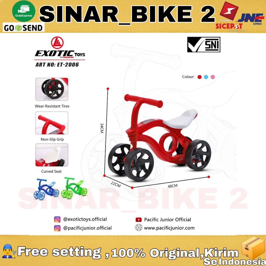 Pushbike Balance Bike Mainan Sepeda Exotic Anak ET-2006