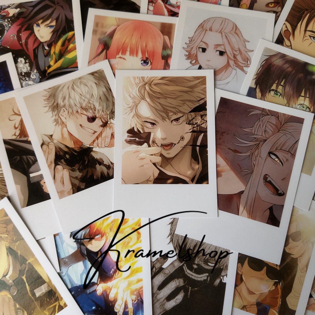 Custom Cetak Foto Polaroid Anime Murah One Piece Naruto Kimetsu no Yaiba Jujutsu Kaisen Attack on Ti