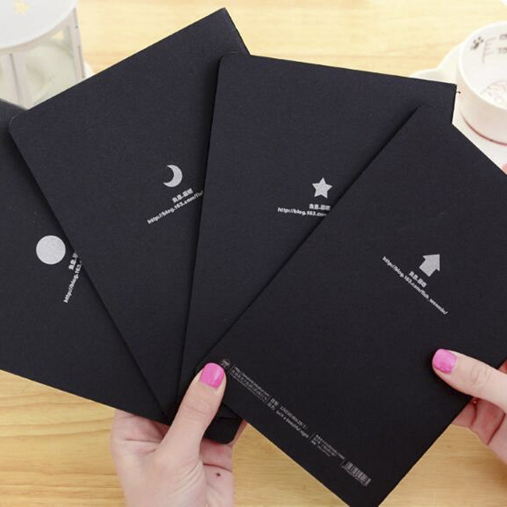 1 book/28 sheets  Buku Sketsa / Gambar Kertas Warna Hitam 56k dengan Cover Lembut-3