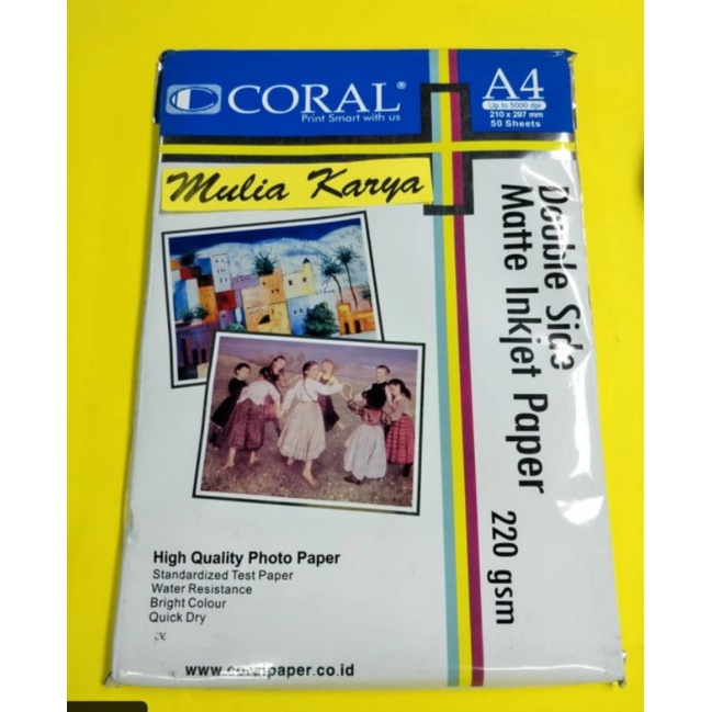 

Kertas Print A4 220 Gram Isi 50 Lembar 2 Muka Double Side Inkjet Paper