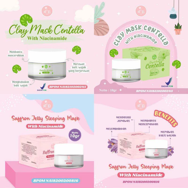 HIEL BEAUTY SLEEPING MASK /SLEEPING MASK/PRODUK HIEL/HIEL SAFFRON JELLY/CLAY MASK CENTELLA/NEW SAFFRON CLAY/MUGWORT JELLY