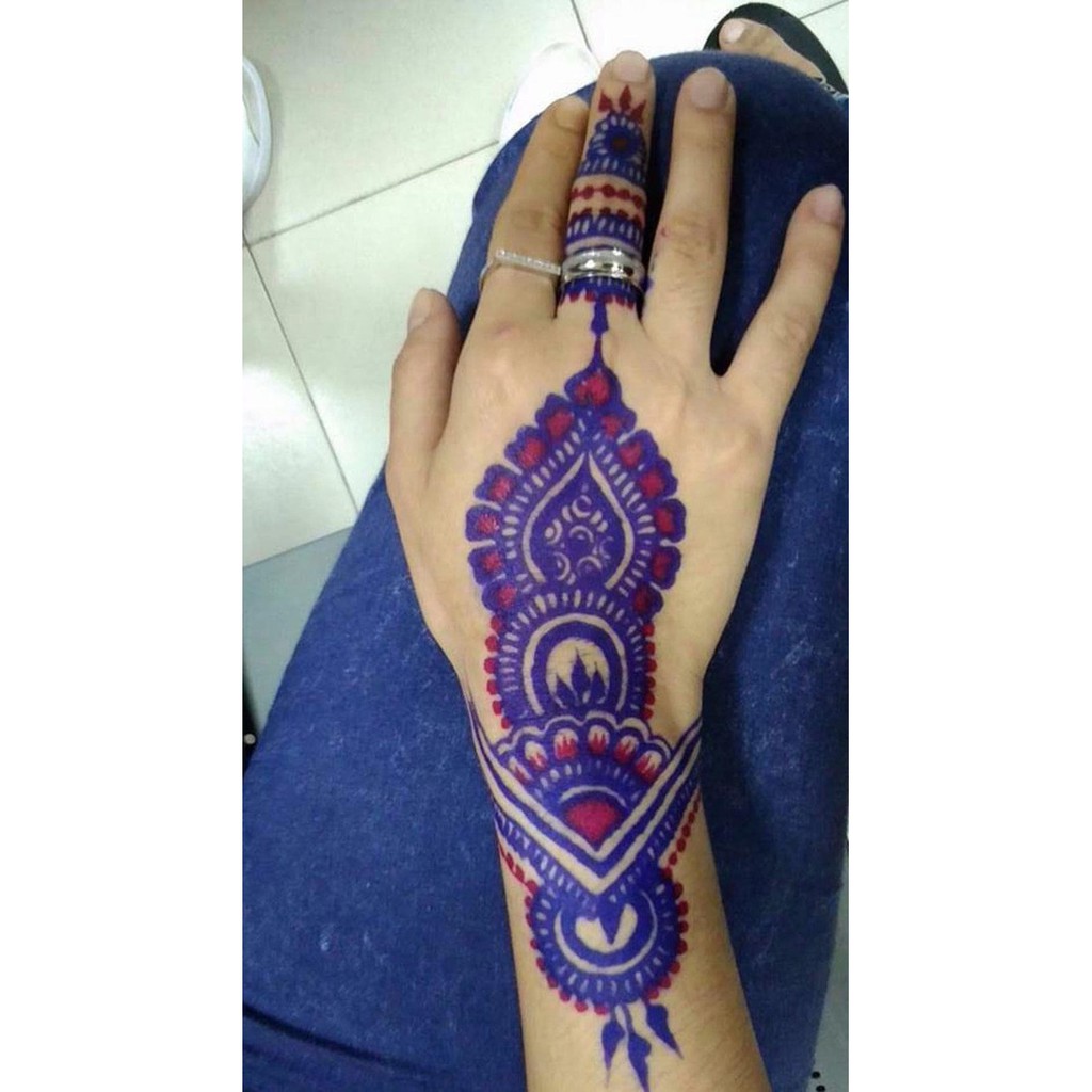 Paket Henna + Cetakan Tangan Golecha Hena Rangeela Rainbow - Biru