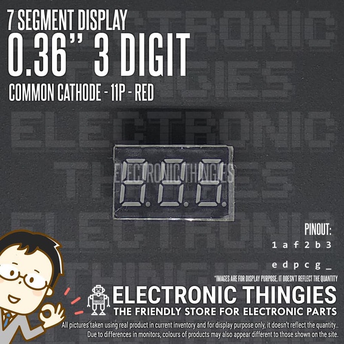 SEVEN SEGMENT 0.36" 3BIT CC RED COMMON CATHODE 7 SEGMEN