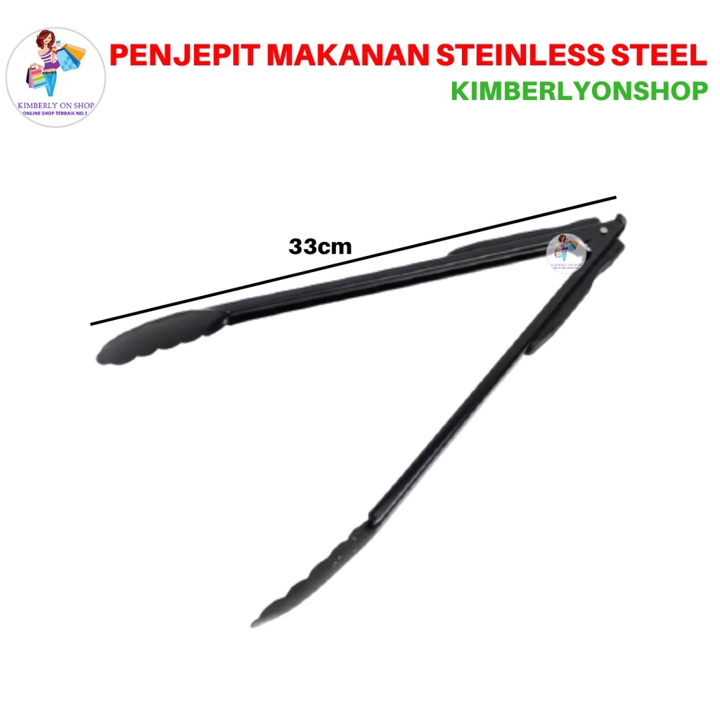 Capitan Makanan Stainless Steel Penjepit Makanan Food Tong Hitam