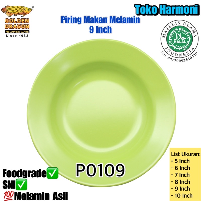 Piring Makan Besar GoldenDragon 9” Piring Makan Melamin P0109