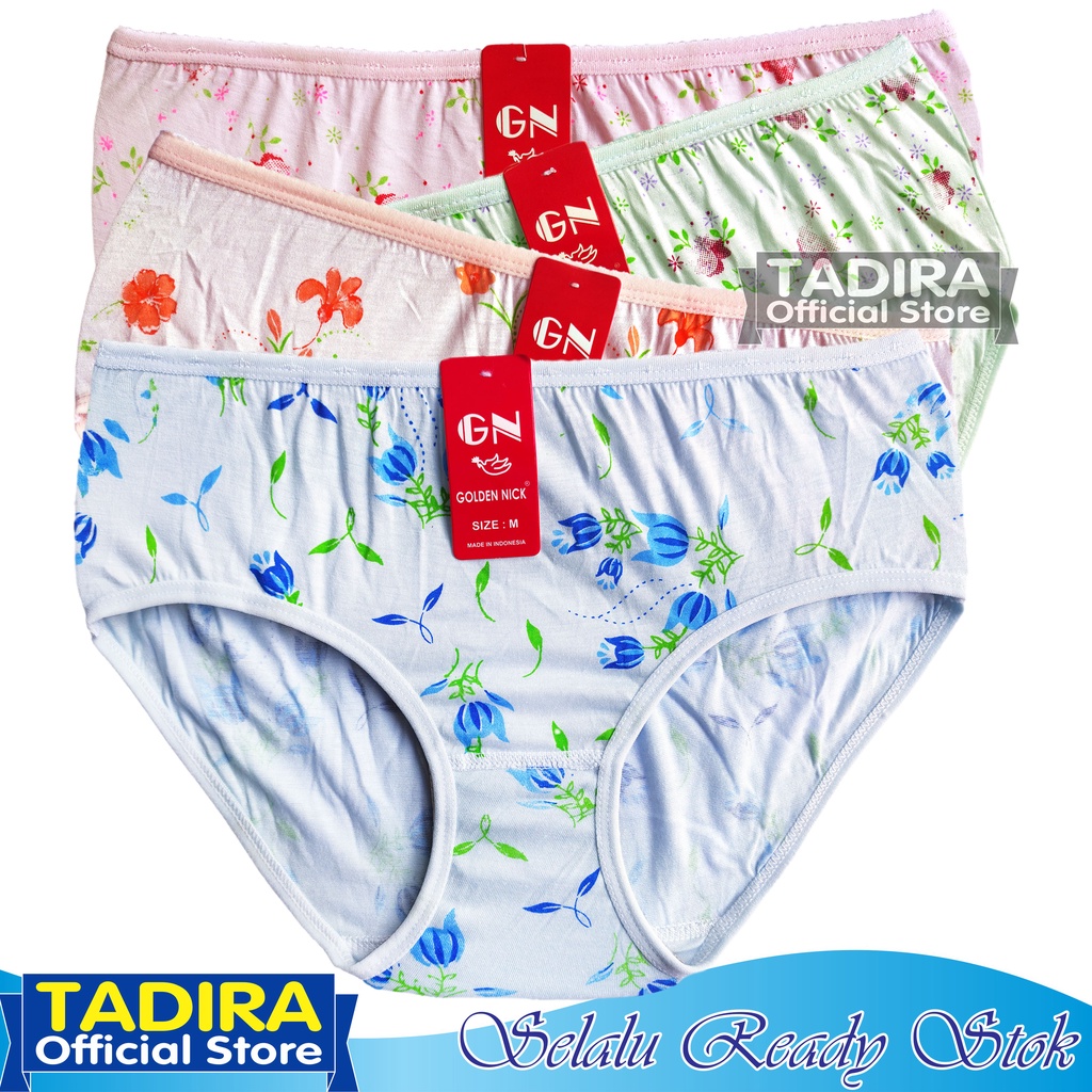 6 Pcs Celana Dalam Wanita GN_Motif Bunga Bahan Katun Lembut Stretch Real Pict Kualitas Terjamin Ori TADIRA