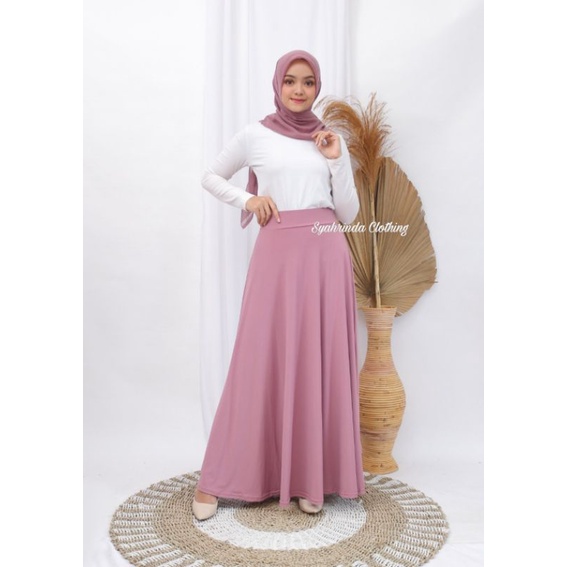 Rok Panjang Payung Polos Lebar Wanita Jersey Premium Import Rok Lebar Hitam Bawahan Wanita