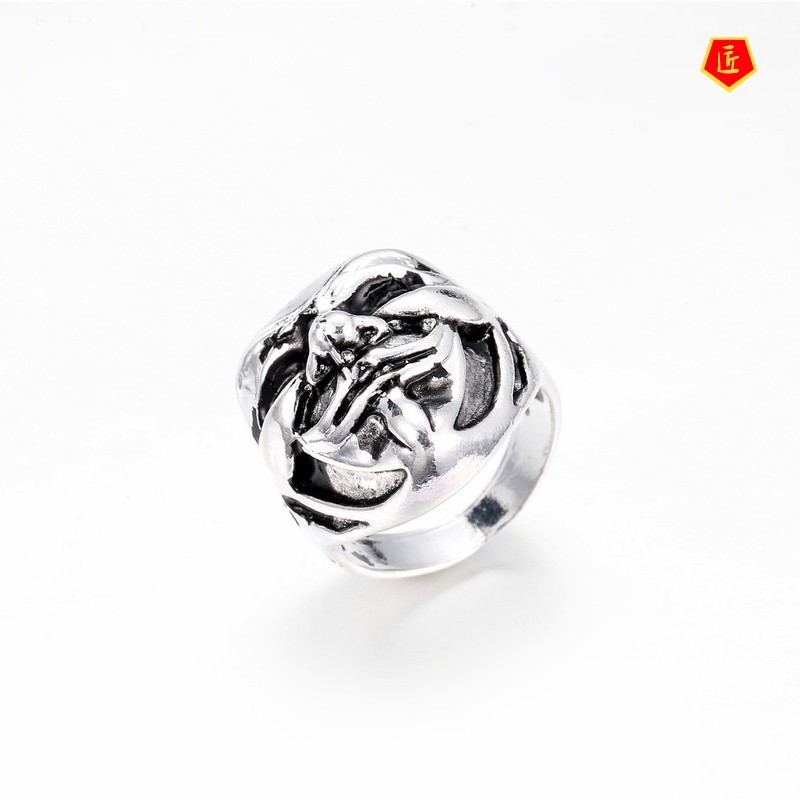 [Ready Stock]Fashion Personality Retro Clown Mask Ring
