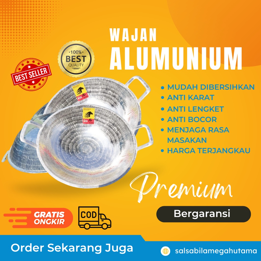 WJNALU61 - Penggorengan wajan katel kuali kenceng almunium alumunium jawa tebal anti lengket / katel