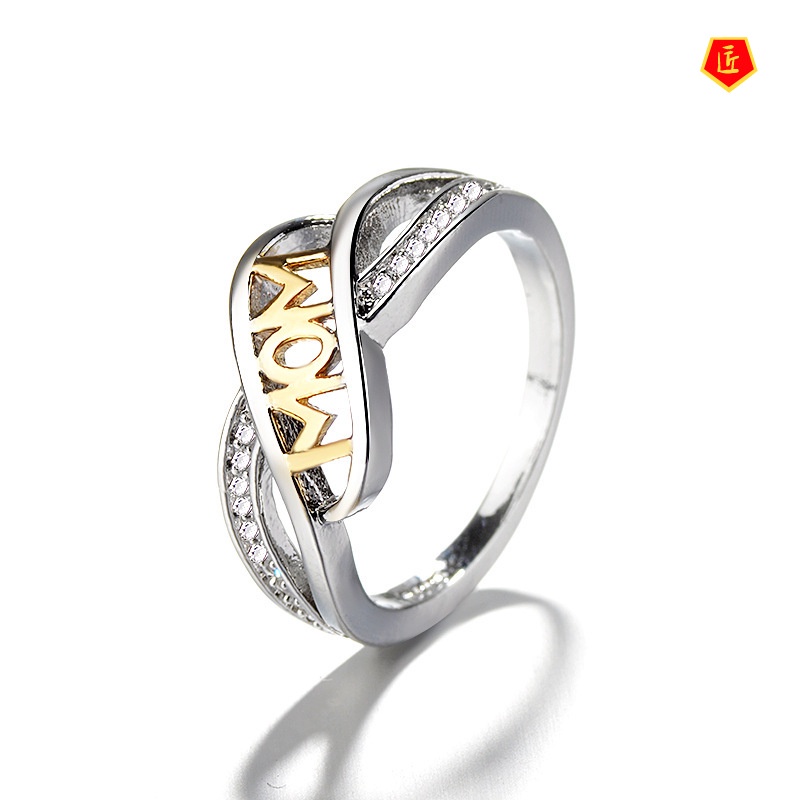 [Ready Stock]Creative Fashion Love Mom Ring 18K Gold Color Separation