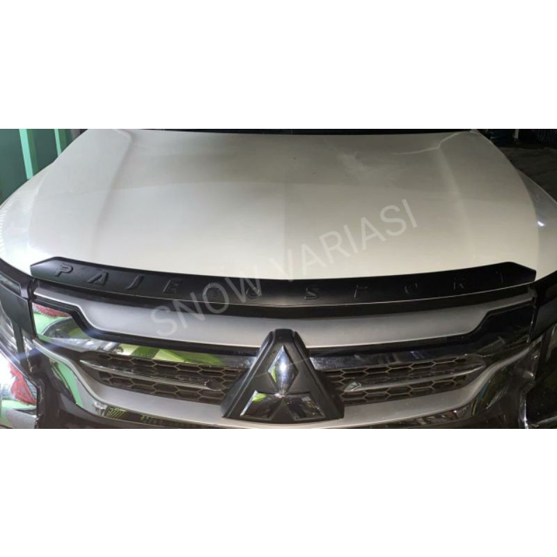List Kap Mesin All New Pajero Sport 2016 2018 Hood Molding Emboss Hitam Chrome