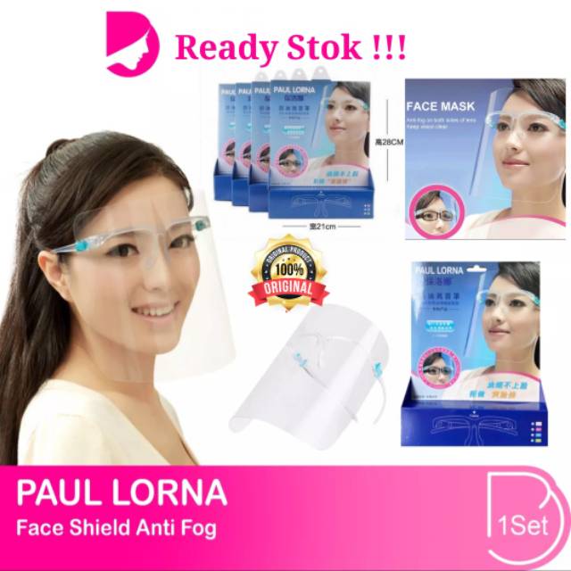 Face Shield Anti Flog PAUL LORNA Pelindung Wajah Mika Kacamata Transparan