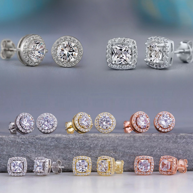Fancyqube Anting Stud 925 Silver Cubic Zircon Gaya Elegan Untuk Hadiah Pernikahan Wanita