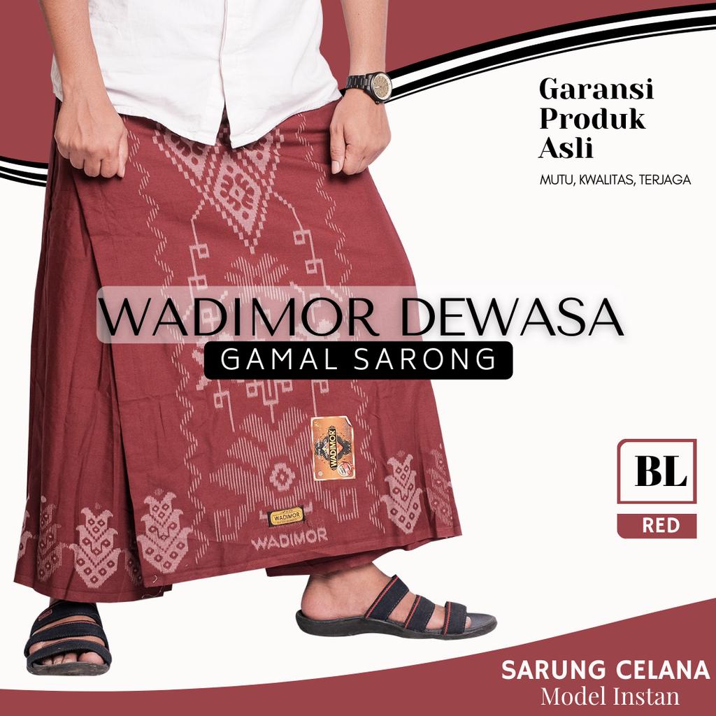 Celana Sarung Dewasa Wadimor Batik Merah Bali Polos Original Pria Jumbo Murah BL RED