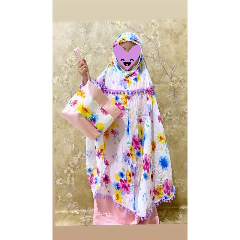 Mukena Pompom Anak (Katun Silky)
