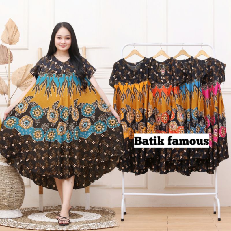 DASTER PAYUNG JUMBO COKLAT KANCING DEPAN BUSUI BUMIL-Motif bunga hijau