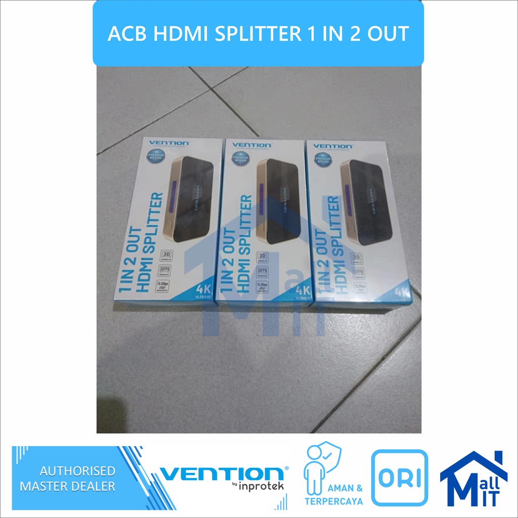 ( Bisa Cod ) Vention HDMI Splitter 1 Input 2 Output 3D 4K @30HZ HDMI Proyektor ACB