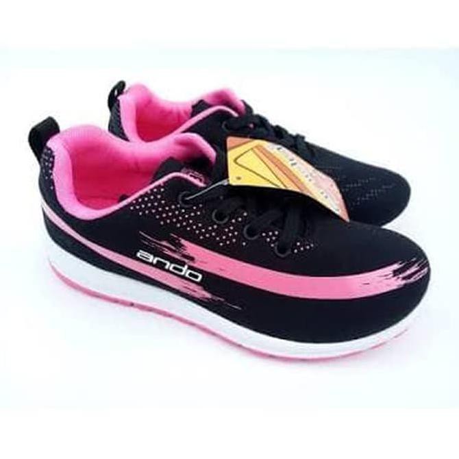Sepatu Sport Wanita Ando Original Lidsey Hitam Silver & Hitam Pink G3472