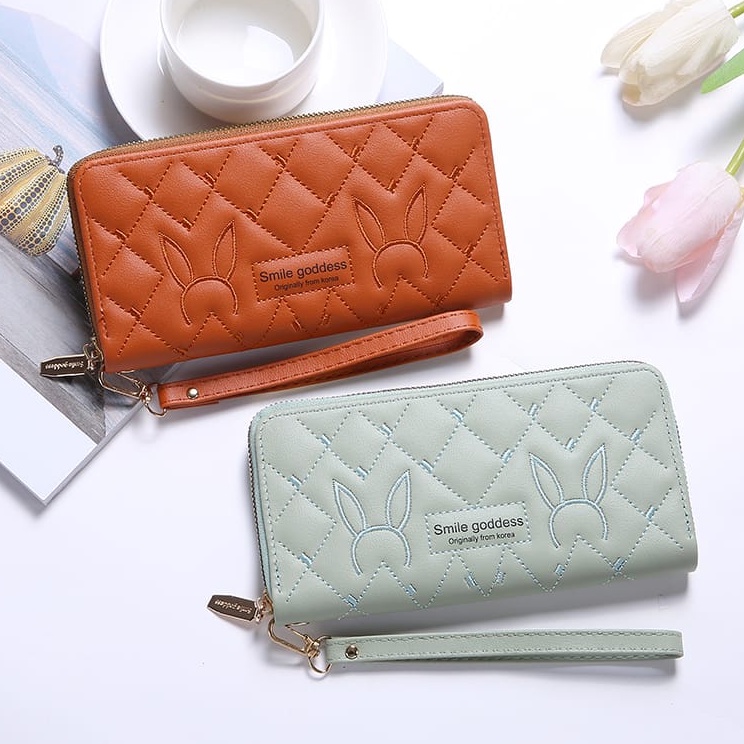 ASIN829 Dompet Panjang Wanita Terbaru D304 Import Bahan Halus // Dompet Panjang Wanita Tiga Ruang