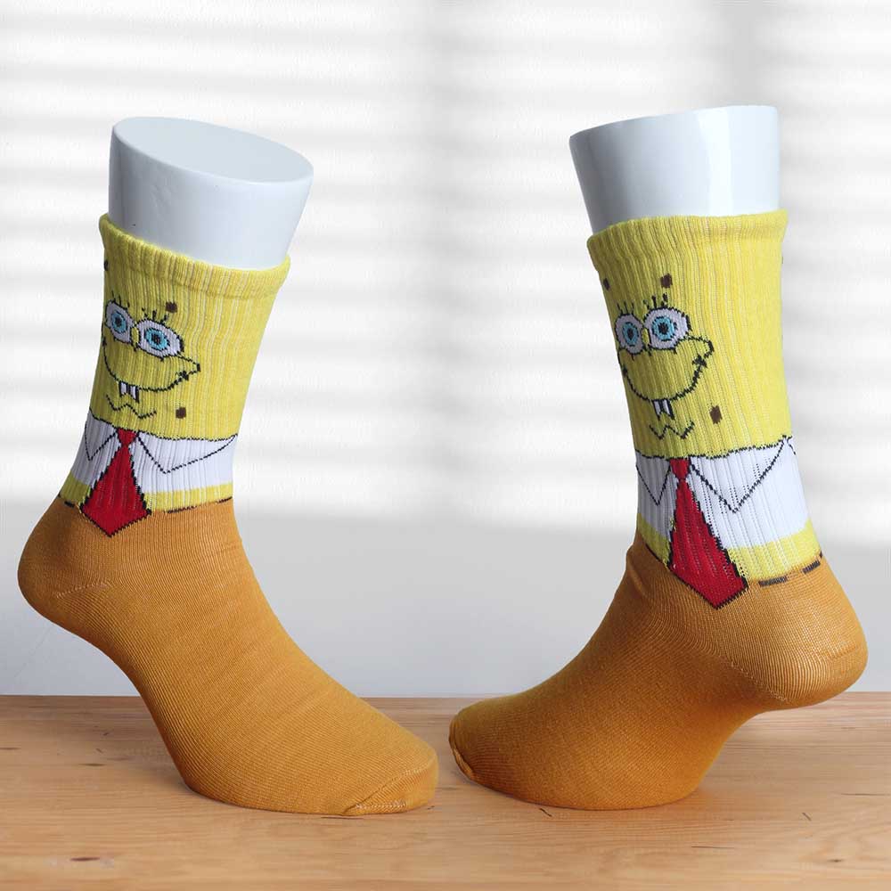 Toko Thabita Kaos Kaki Pria Dewasa Old School Karakter Spongebob Bahan Katun Spandex