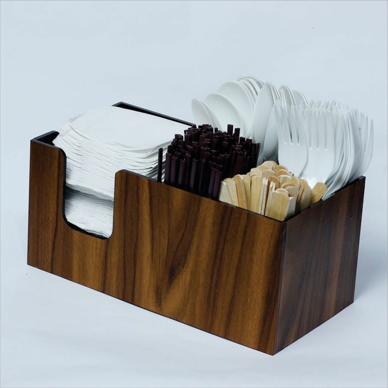 Tempat tisu akrilik | Acrylic Tissue Box and Straw Organizer Wooden Texture